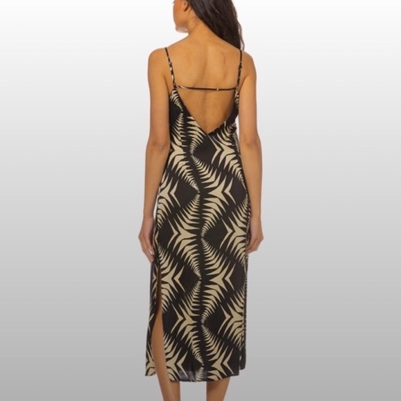 Ba&sh Napi Geometric Printed Satin Midi Dress Size Large - Picture 5 of 10